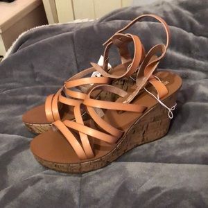 Target Tan Wedged Cork Heel Sandals